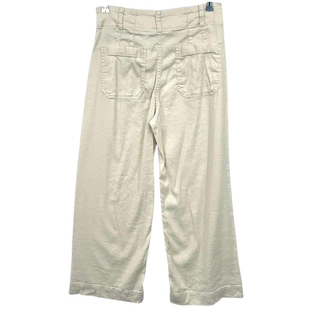 Maeve The Colette Pants Womens 26 White Linen Blend Cropped Wide Leg Twill - Picture 3 of 12